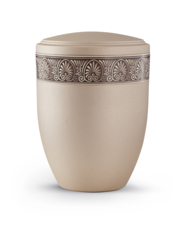 Biologisch afbreekbare urn lichtbruin met boomtop decoratie