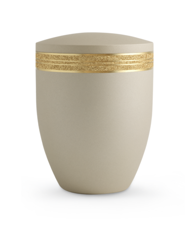 Biologisch afbreekbare urn cr&egrave;me met gouden decoratie