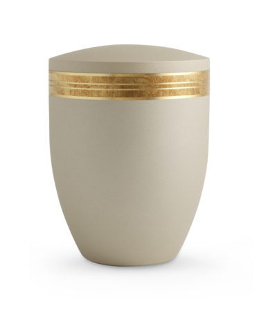Biologisch afbreekbare urn cr&egrave;me met mat gouden decoratie