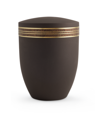 Biologisch afbreekbare urn bruin met antiek gouden decoratie