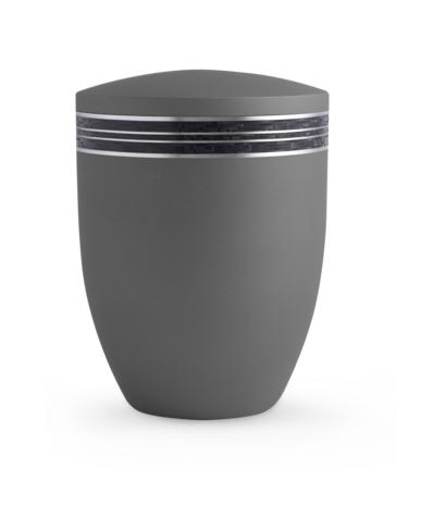 Biologisch afbreekbare urn donkergrijs met zilver decoratie