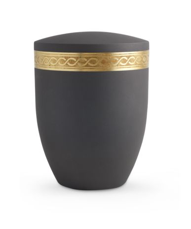 Biologisch afbreekbare urn grijs met gouden ondeindig decoratie