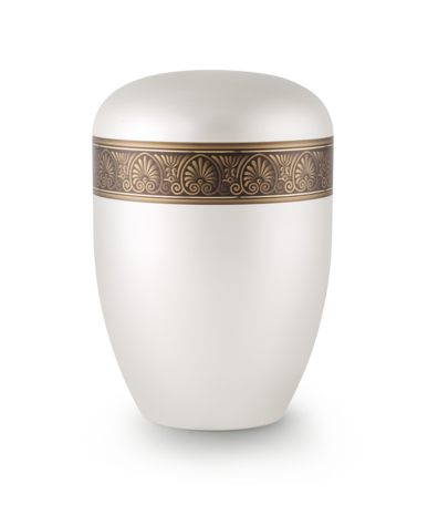 Biologisch afbreekbare urn wit met bruin boomtop decor