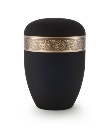 Biologisch afbreekbare urn zwart met boomtop decor