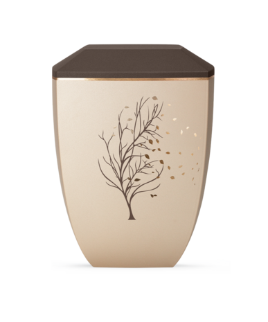 Biologisch afbreekbare urn creme bruin met boom motief