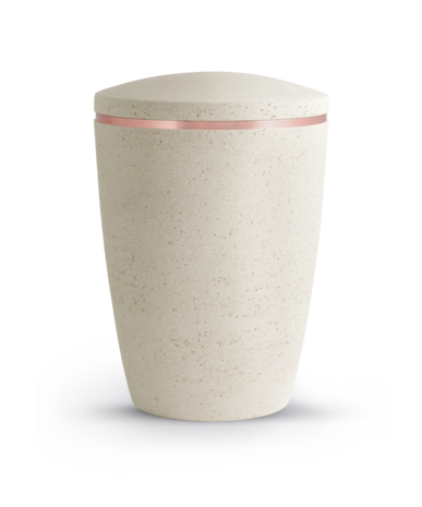 Biologisch afbreekbare urn creme steenlook met koperen band