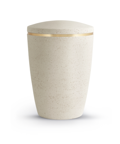Biologisch afbreekbare urn creme steenlook met gouden band