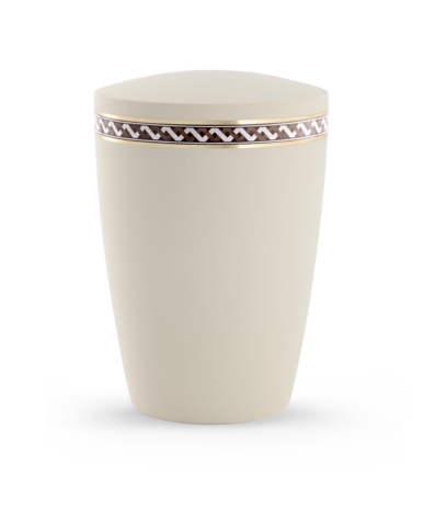 Biologisch afbreekbare urn creme met golven decoratie