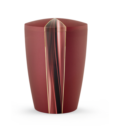 Biologisch afbreekbare urn rood met cascade motief