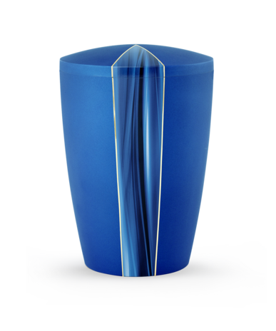 Biologisch afbreekbare urn blauw met cascade motief