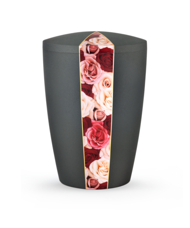 Biologisch afbreekbare urn grijs met rozen decoratie