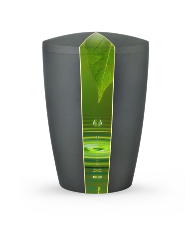 Biologisch afbreekbare urn grijs met waterdruppels