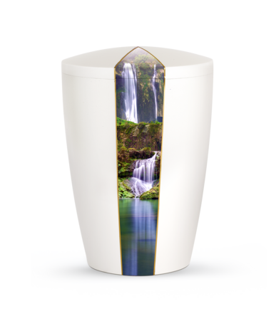 Biologisch afbreekbare urn wit met waterval