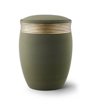 Keramische urn groen handgeschilderd decoratie oud goud