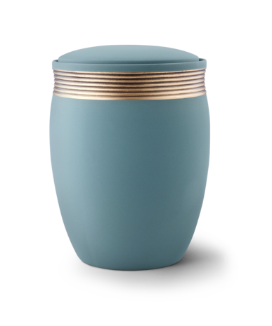 Keramische urn turkoois handgeschilderd decoratie oud goud