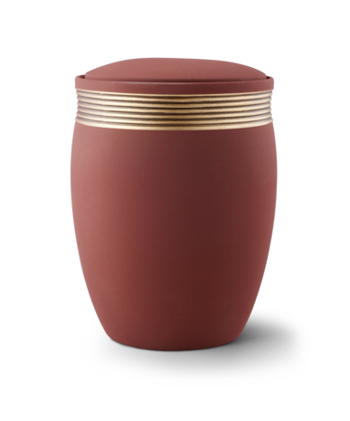 Keramische urn rood handgeschilderd decoratie oud goud