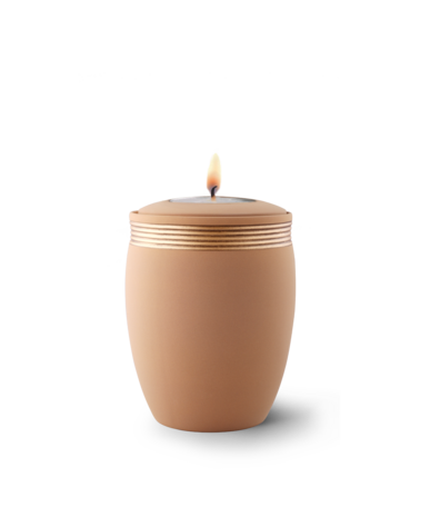Keramische urn oranje handgeschilderd decoratie oud goud herdenkingslicht