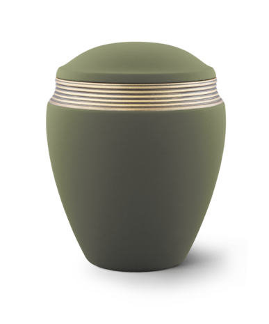 Keramische urn groen handgeschilderd met oud goud
