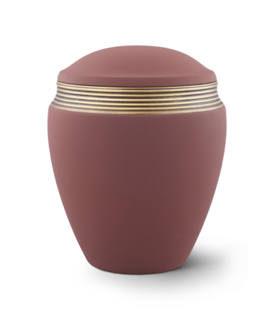 Keramische urn rood handgeschilderd met oud goud