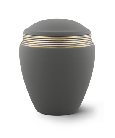 Keramische urn grijs handgeschilderd met oud goud