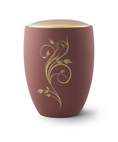 Keramische urn rood met bloemen tekening