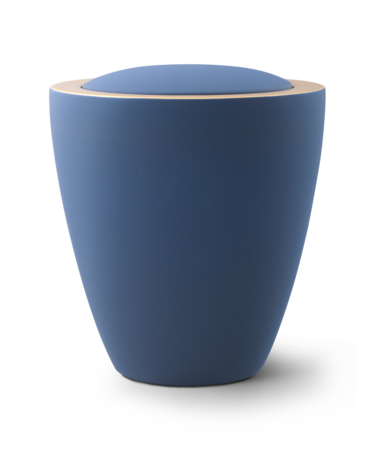 Keramische urn blauw met antiek gouden rand