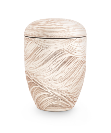 Biologisch afbreekbare urn rood steenlook met golfpatroon