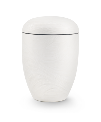 Biologisch afbreekbare urn wit steenlook met golfpatroon