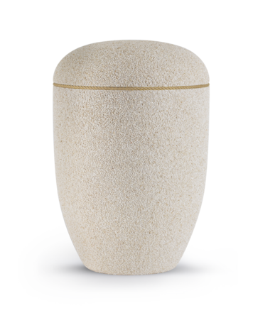 Biologisch afbreekbare urn wit gecoat met zand