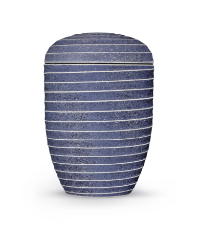 Biologisch afbreekbare urn blauw steenlook met strepen decoratie