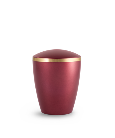Biologisch afbreekbare urn rood met gouden band