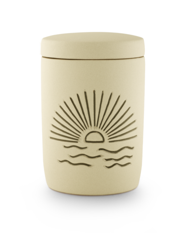 Keramische urn zandkleurig zon