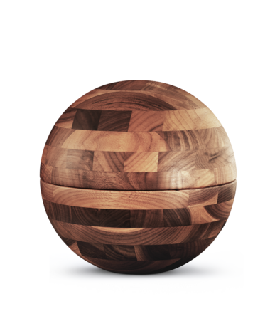 Houten urn bruin bolvorm