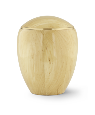 Elzen houten urn hoogglans met messing ring