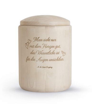 Esdoorn houten urn met eigen tekst
