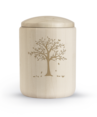 Esdoorn houten urn met levensboom