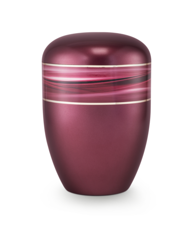 Biologisch afbreekbare urn rood met golven decoratie
