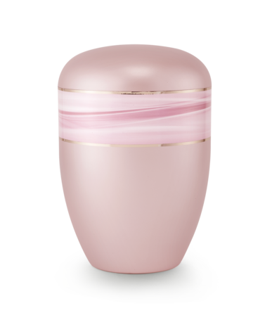 Biologisch afbreekbare urn roze met golven decoratie