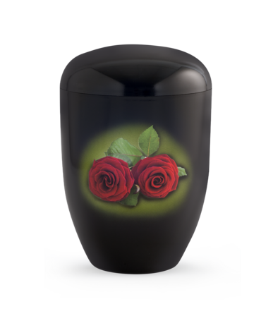 Biologisch afbreekbare urn zwart met rozen motief