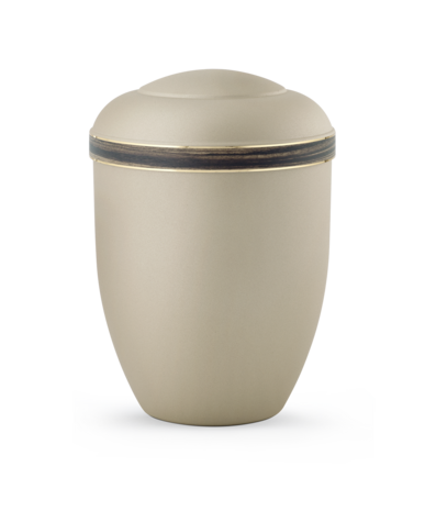 Biologisch afbreekbare urn mat creme met houtdecor